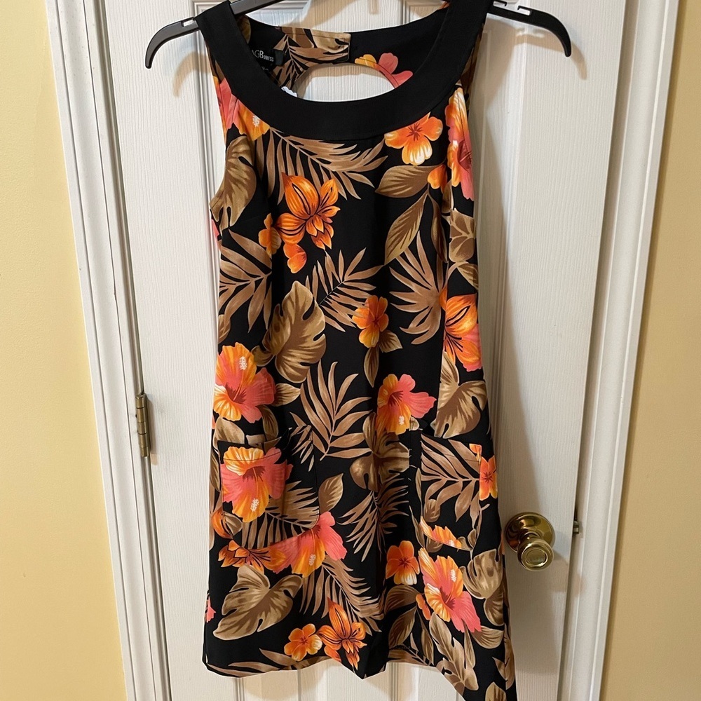 AGB Dress Size 10 Tropical Floral Sleeveless Shift Dress with POCKETS 🌺